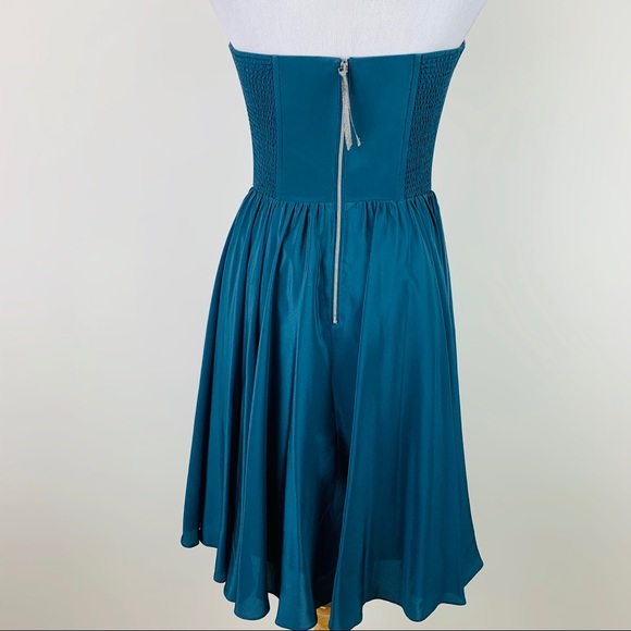 Rebecca Taylor Beaded Feather Silk Strapless Dress - Picture 7 of 8